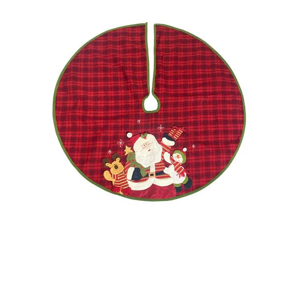 Dan Dee Christmas Tree Skirt Red With 2-D Santa Scene 47 Inches Diameter - Picture 5 of 8